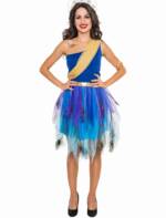 Kleid Pfau Damen blau/grün S