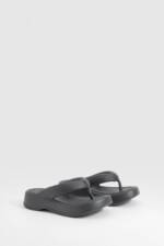 Klobige Eckige Platform Flip-Flops - Black - 5-6, Black