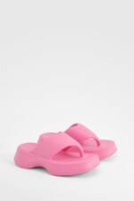 Klobige Platform Flip-Flops - Hot Pink - 7-8, Hot Pink