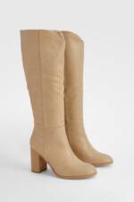 Kniehohe Stiefel Mit Absatz - Nude - 39, Nude