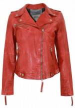 Lederjacken24 Lederjacke Damen Lederjacke Lammnappa Bikerjacke rot