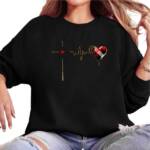 MC Star Sweatshirt Valentinstag Shirts Frauen Plaid Liebe Herz Valentinstag (Valentinstags-Sweatshirt, Raglan-Oberteile)