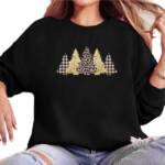 MC Star Weihnachtssweatshirt Frohe Weihnachten-Sweatshirt für Damen, überschnittene Schultern (langärmeliger Weihnachtsbaum-Pullover, leichtes Hemd)