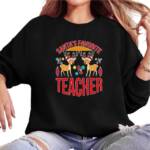 MC Star Weihnachtssweatshirt Holly Jolly Teacher Sweatshirt für Damen, Weihnachts-Hirsch (Langärmliges Weihnachtspullover-Oberteil)