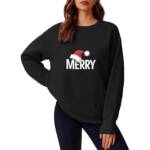 MC Star Weihnachtssweatshirt Merry Christmas Sweatshirt für Damen, kariert, Weihnachtsferien (Weihnachtsbaum, Pullover, leichtes Hemd)