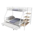 MODFU Etagenbett Jugendbett,Funktionsbett,Stauraumbett (Dreifach-Etagenbett, mit ausziehbarem Bett, 90*200 cm), ohne Matratze