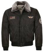 Maddox Lederjacke Laslo Maddox - Herren Lederjacke Fliegerjacke echtes Leder dunkelbraun