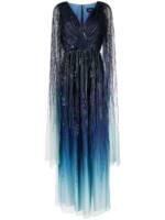 Marchesa Notte Abendkleid mit Ombré-Wirkung - Blau