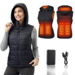 Mincoo Funktionsweste Steppweste Damen Beheizte Weste Wärmeweste mit Kapuze Beheizbare Weste Jacke für Damen mit16000mAh Powerbank