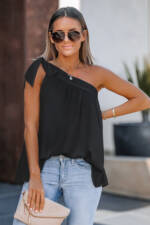 One-Shoulder-Top mit Schleife