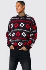 Oversize Merry Christmas Pullover - Black - L, Black