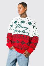 Oversize Merry Christmas Pullover - Red - L, Red