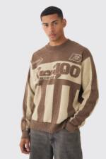 Oversize Pullover Mit Moto-Streifen - Taupe - L, Taupe