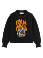 Palm Angels Kids Pullover mit aufgesticktem Hai - Schwarz