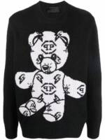 Philipp Plein Pullover mit aufgesticktem Teddy - Schwarz