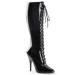 Pleaser SEDUCE-2020 kniehohe Pleaser Stiletto High-Heels Schnürstiefel schwarz High-Heel-Stiefel