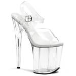 Pleaser Sale FLAMINGO-808 Pleaser High-Heels Plateau Sandaletten transparent G High-Heel-Stiefel