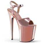 Pleaser Sale FLAMINGO-809 Pleaser High-Heels Plateau Sandaletten rosegold meta High-Heel-Stiefel