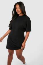 Plus Strukturiertes T-Shirt-Kleid In A-Linie - Black - 52, Black