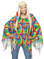 Poncho Hippie Psychedelic Damen bunt one size Farbe: Multicolor