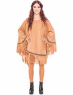 Poncho Indianer braun mit Fransen