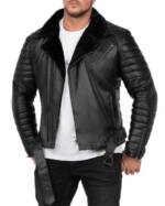 Reichstadt Lederjacke Herren Bikerjacke RS008LUX -Schwarz - Black Zipper L gefüttert mit Steppmustern