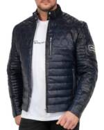 Reichstadt Lederjacke Herren ECHTLEDER Jacke 22RS31LUX Navy XXL Edles Design Wabenmuster