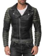 Reichstadt Lederjacke Herren Echtleder Jacke RS001 Fungi Grün XL im Bikerstyle mit Silver Zippern