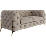 S-style Möbel - Chesterfield Sofa 2-Sitzer Willow mit Metall Füßen, Creme Samt