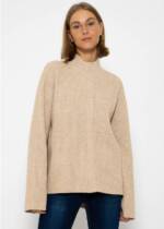 SASSYCLASSY Rollkragenpullover Turtleneck Pullover Damen aus weichem Grobstrick Feminin-warmer Rollkragenpullover Offwhite Taupe Blau