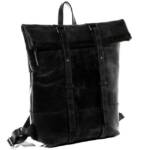 SID & VAIN Rucksack echt Leder Rucksack groß 15 Zoll Laptop Fach schwarz, Cityrucksack 15,4 Zoll Echtleder Damen Herren Vintage-schwarz