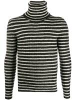 Saint Laurent Rollkragenpullover mit Querstreifen - Schwarz