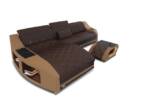 Sofa Dreams Ecksofa Couch Leder Sofa Swing L Form Ledersofa, mit LED, wahlweise mit Bettfunktion als Schlafsofa, braun-beige