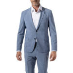 Strellson Herren Sakko blau Wolle meliert Slim Fit