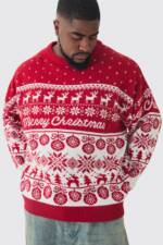 Tall Merry Christmas Pullover - Red - Xxxl, Red