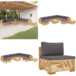 Vidaxl - 12-tlg. Garten-Lounge-Set mit Kissen Massivholz Teak - Garten-Lounge-Set - Garten-Lounge-Sets - Home & Living - Braun