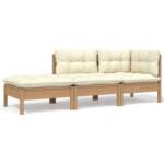 Vidaxl - 3-tlg. Garten-Lounge-Set mit Creme Kissen Massivholz Kiefer