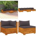 Vidaxl - 8-tlg. Garten-Lounge-Set mit Kissen Massivholz Akazie - Garten-Lounge-Set - Garten-Lounge-Sets - Home & Living - Grau