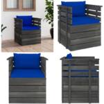 Vidaxl - Gartensessel mit Kissen Kiefernholz - Lounge Sessel - Loungesessel - Home & Living - Blau