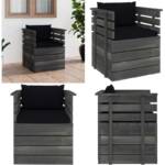 Vidaxl - Gartensessel mit Kissen Kiefernholz - Lounge Sessel - Loungesessel - Home & Living - Schwarz