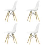 Vitra - Eames Plastic Side Chair DSW, Ahorn gelblich / weiß (Filzgleiter weiß) (4er-Set)