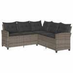 vidaXL Loungesofa L-förmiges Couchsofa mit Kissen Graues Polyrattan, 1 Teile