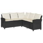 vidaXL Loungesofa L-förmiges Couchsofa mit Kissen Schwarzes Polyrattan, 1 Teile