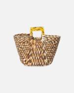 Becksöndergaard Korbtasche Weavs Handtasche - Strandtasche Damen aus nachhaltigem Papierstroh, in Braun/Beige 43x21 cm