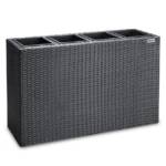 Casaria Pflanzkübel, 4 Innentöpfe Herausnehmbar Polyrattan 95x27x60cm Blumentopf Schwarz