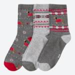 Damen-Socken mit Winterlichen-Motiven, 3er-Pack