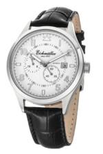 Eichmüller Automatikuhr RE7008 Herrenuhr Zifferblatt Weiß, 41 mm, Lederband Schwarz, elegante Armbanduhr für Herren