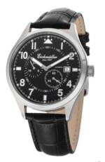 Eichmüller Automatikuhr RE7009 Herrenuhr Zifferblatt Schwarz, 41 mm, Lederband, elegante Armbanduhr für Herren