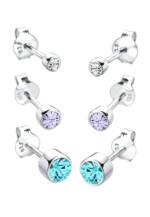 Elli - Basic Kristalle 3er Set 925 Silber vergoldet Schmuck-Set 1 ct Damen (39.99 € / 1 ct)