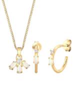 Elli - Box Chain Kette Creolen Opal Zirkonia 925 Silber Schmuck-Set 1 ct Damen (89.99 € / 1 ct)